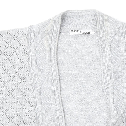 Womens UK Size L Hand to Hand Grey Cardigan Jumper