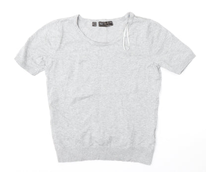 bonprix Womens Grey Round Neck  Cotton Pullover Jumper Size S