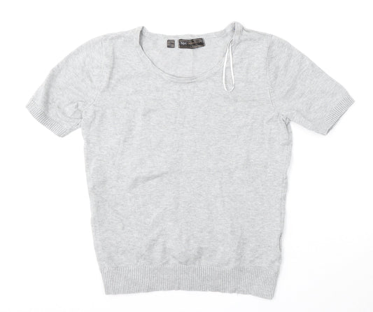 bonprix Womens Grey Round Neck  Cotton Pullover Jumper Size S