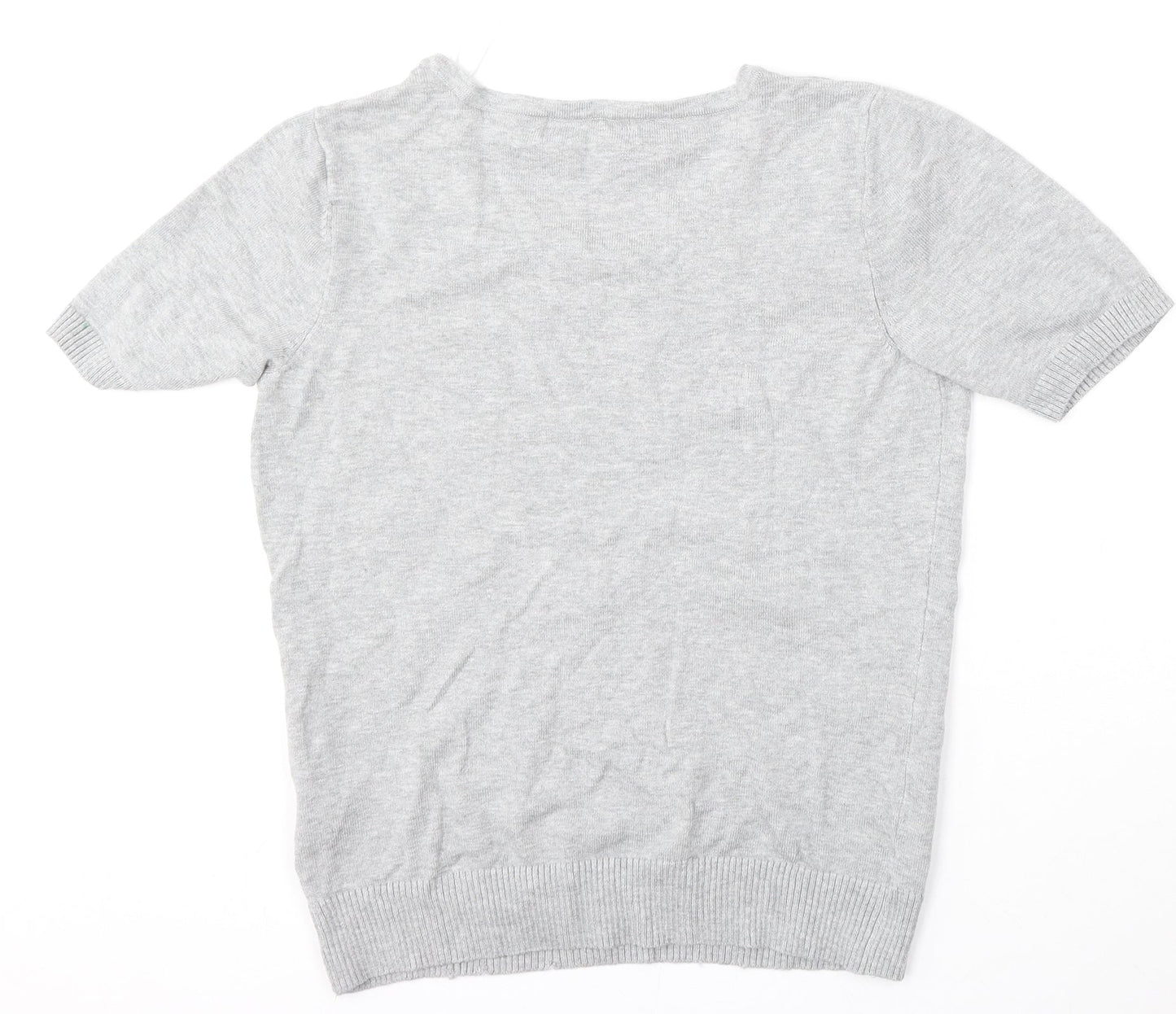 bonprix Womens Grey Round Neck  Cotton Pullover Jumper Size S