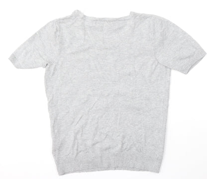 bonprix Womens Grey Round Neck  Cotton Pullover Jumper Size S