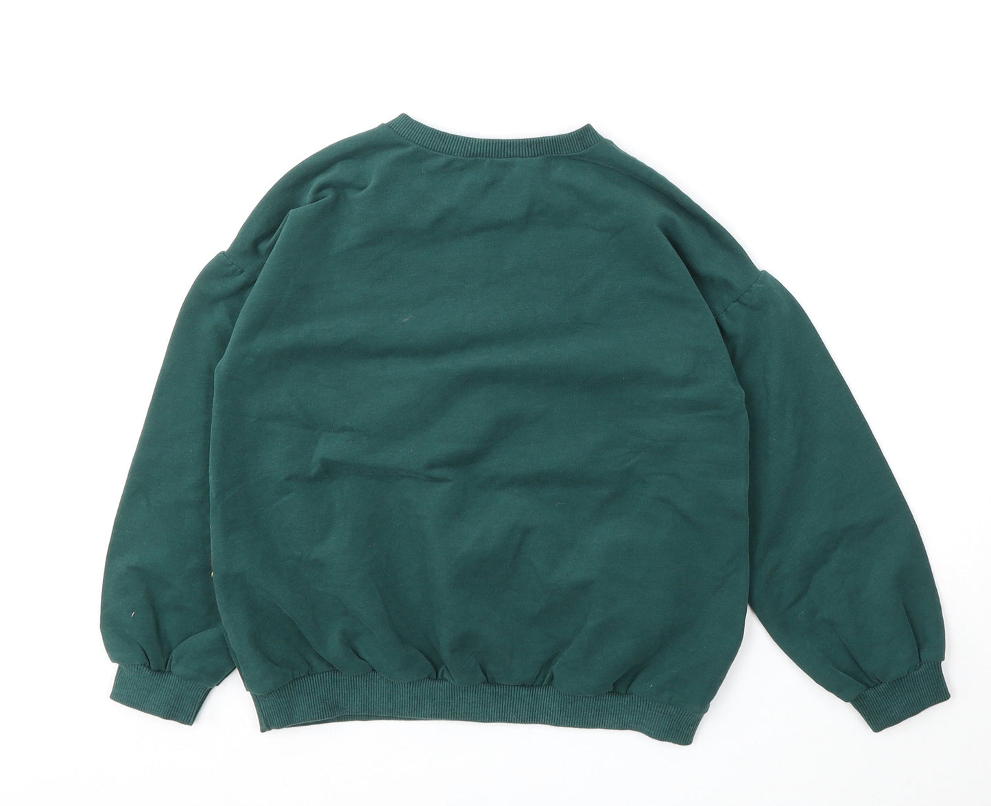 Benetton Girls Green  Cotton Pullover Sweatshirt Size 6-7 Years