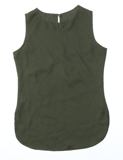 Womens UK Size 8 Blue Inc Green Basic Tank