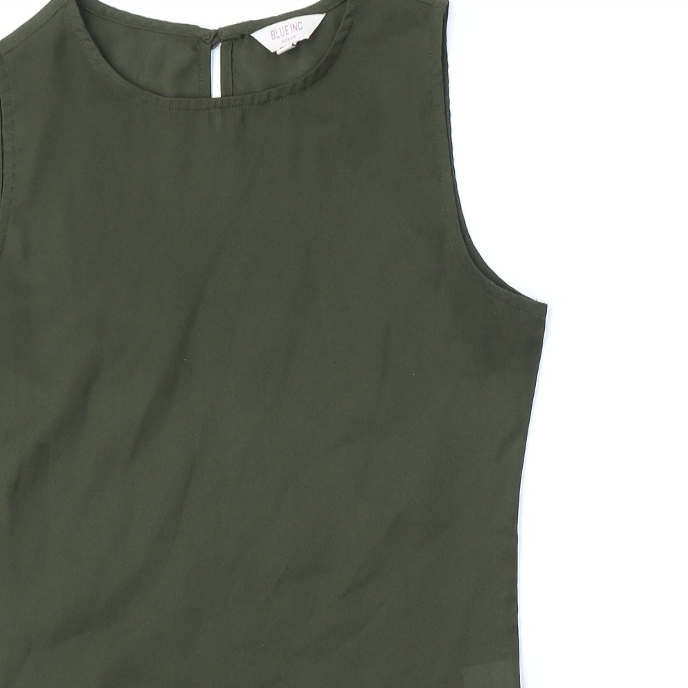 Womens UK Size 8 Blue Inc Green Basic Tank