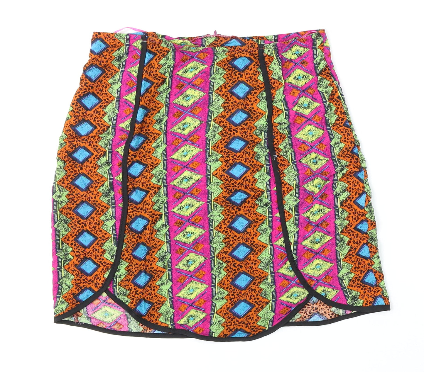 Boohoo Womens Multicoloured Geometric Viscose Straight & Pencil Skirt Size 8