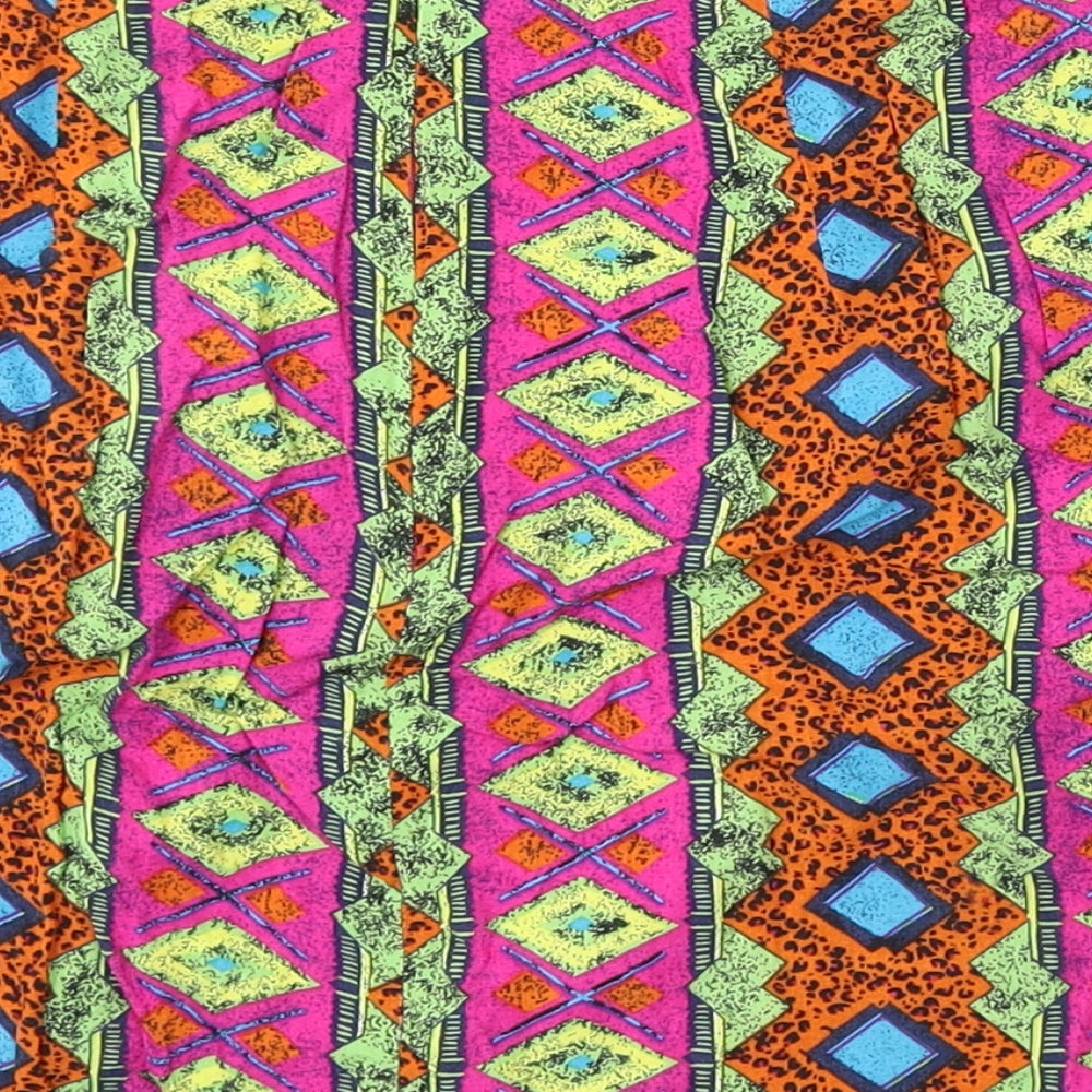 Boohoo Womens Multicoloured Geometric Viscose Straight & Pencil Skirt Size 8