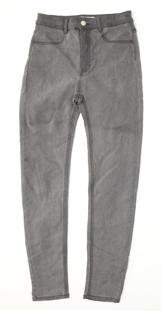 Pull&Bear Womens Grey  Cotton Skinny Jeans Size 8 L27 in Regular Button