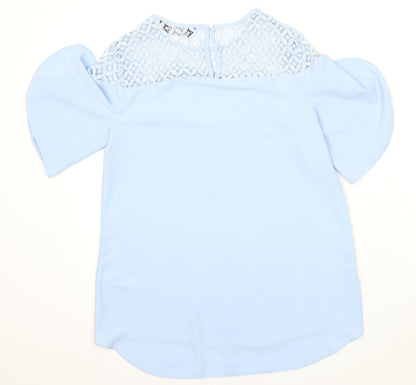 F&F Womens Blue  Cotton Basic Blouse Size 6 Round Neck