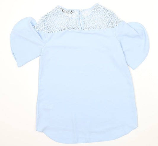 F&F Womens Blue  Cotton Basic Blouse Size 6 Round Neck