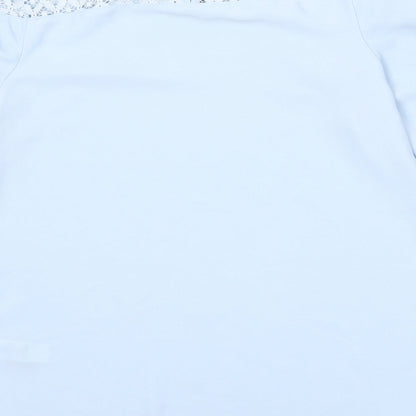 F&F Womens Blue  Cotton Basic Blouse Size 6 Round Neck