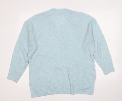 TU Womens Blue V-Neck  Acrylic Pullover Jumper Size 14