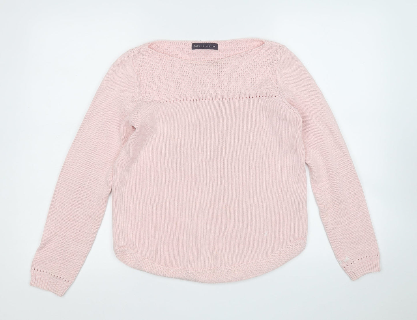 Marks and Spencer Womens Pink Round Neck  Cotton Pullover Jumper Size 8