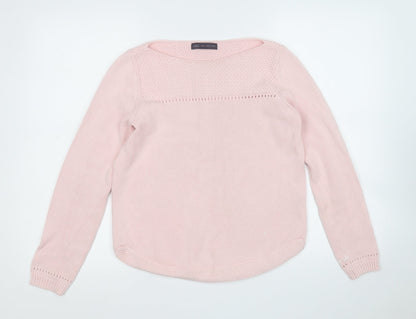 Marks and Spencer Womens Pink Round Neck  Cotton Pullover Jumper Size 8