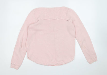 Marks and Spencer Womens Pink Round Neck  Cotton Pullover Jumper Size 8