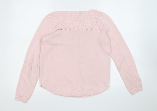 Marks and Spencer Womens Pink Round Neck  Cotton Pullover Jumper Size 8
