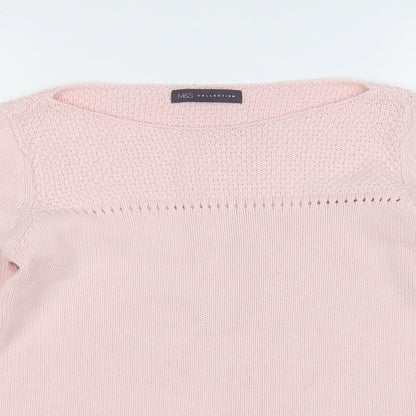 Marks and Spencer Womens Pink Round Neck  Cotton Pullover Jumper Size 8