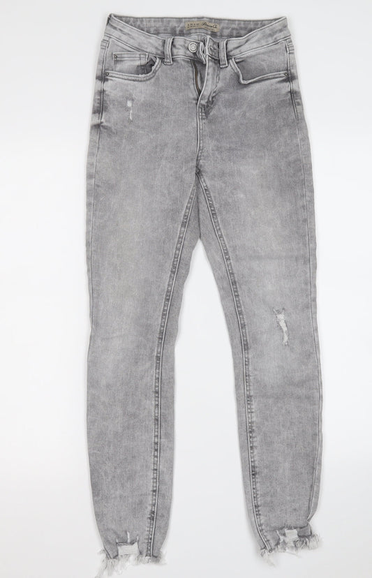 Denim & Co. Womens Grey  Cotton Skinny Jeans Size 8 L27 in Regular