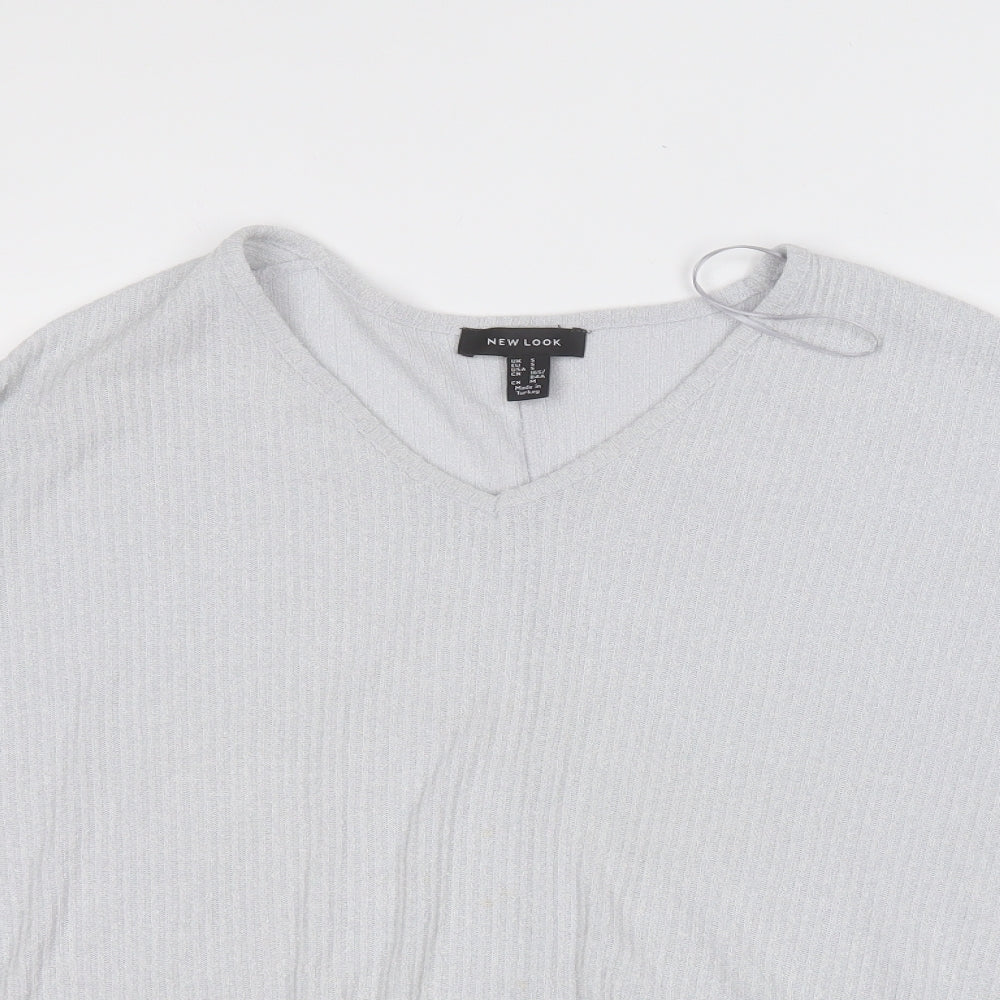 Womens UK Size S New Look Grey Basic Blouse