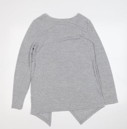 pink diamond  Womens Grey Round Neck Geometric Rayon Pullover Jumper Size M