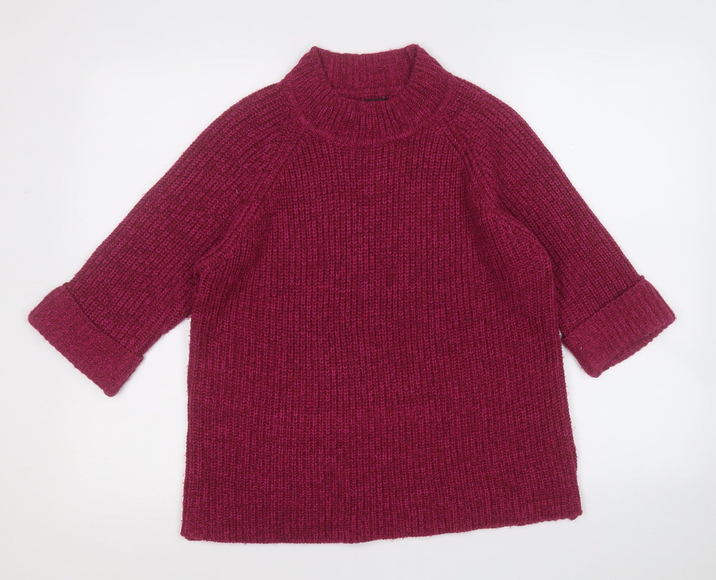 F&F Womens Purple Mock Neck  Acrylic Pullover Jumper Size 10