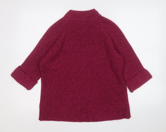 F&F Womens Purple Mock Neck  Acrylic Pullover Jumper Size 10