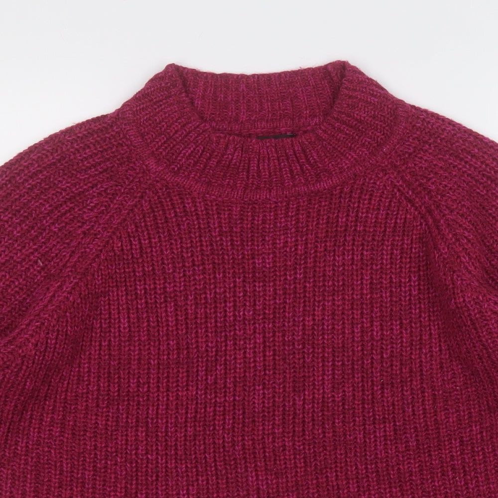 F&F Womens Purple Mock Neck  Acrylic Pullover Jumper Size 10