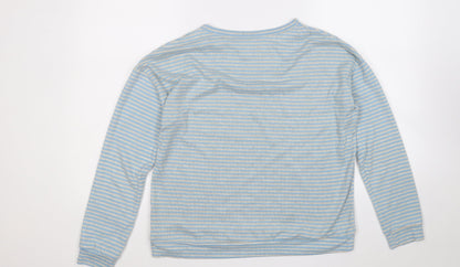 TU Womens Blue Round Neck Striped Polyester Pullover Jumper Size 10