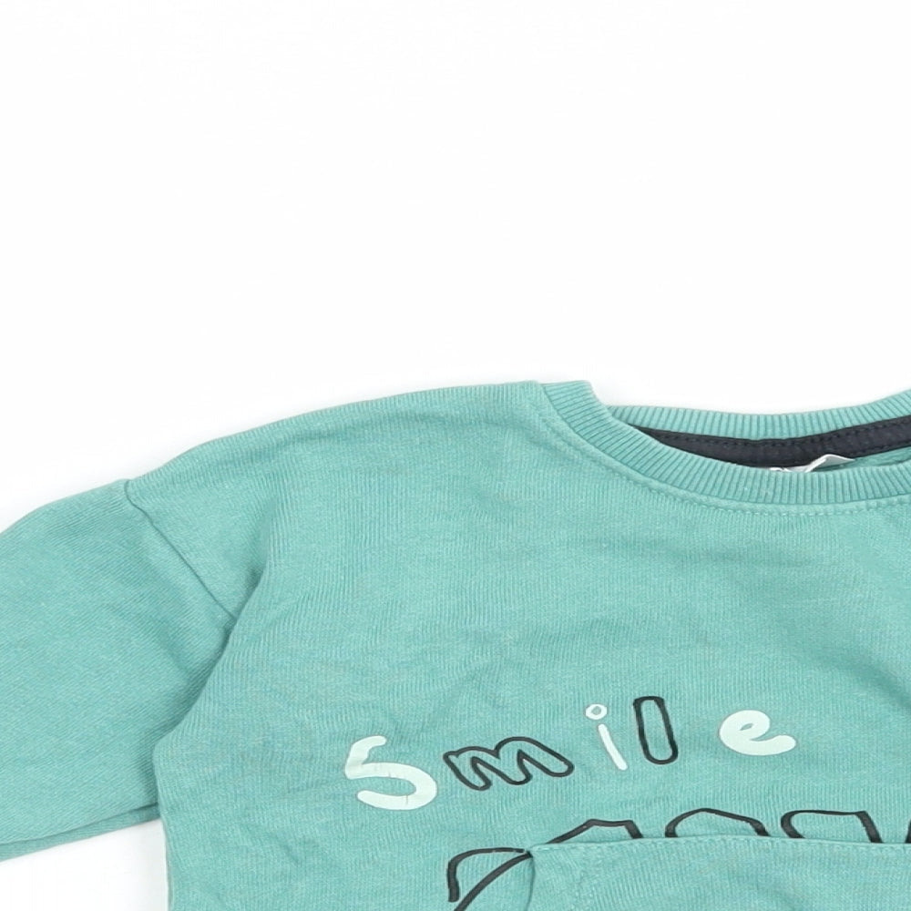 So Cute Baby Green  Cotton Pullover Jumper Size 12-18 Months  Snap - Dino