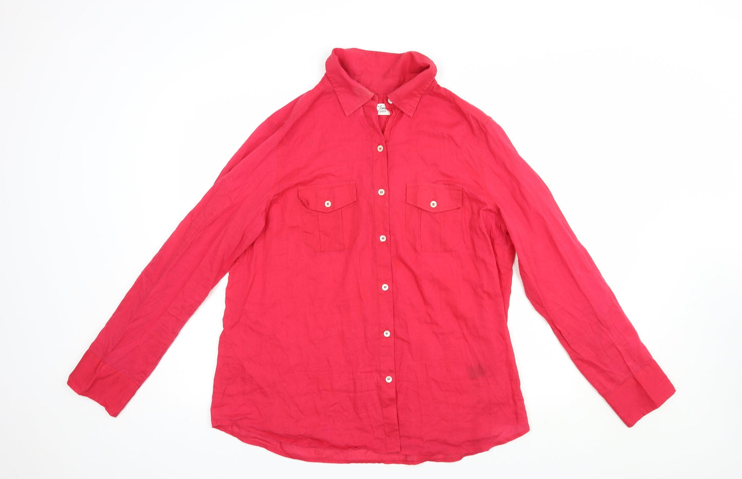 Womens UK Size 16 Oasis Red Basic Button-Up