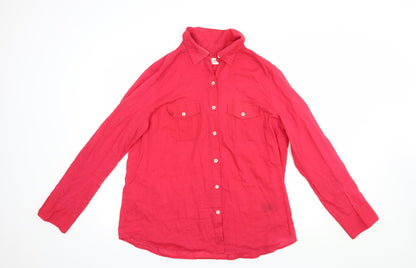 Womens UK Size 16 Oasis Red Basic Button-Up