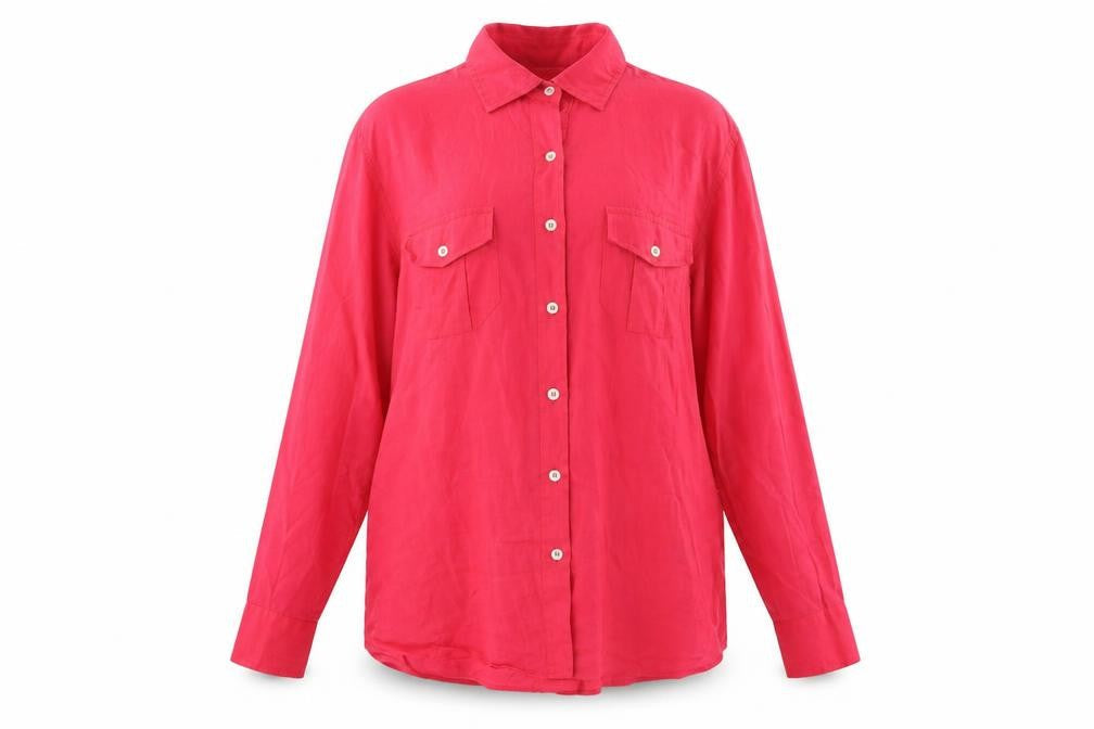 Womens UK Size 16 Oasis Red Basic Button-Up