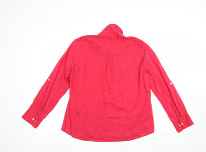 Womens UK Size 16 Oasis Red Basic Button-Up