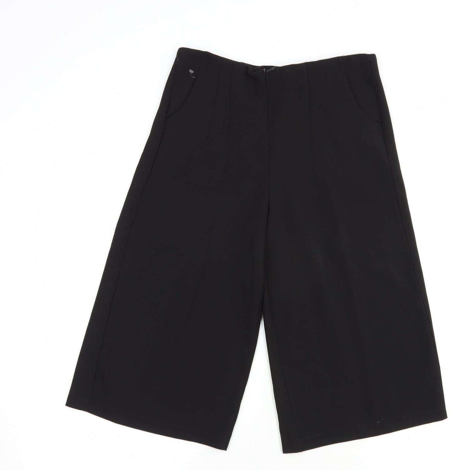 CU Fashion Womens Black  Polyester Culotte Shorts Size S L15 in Regular Zip