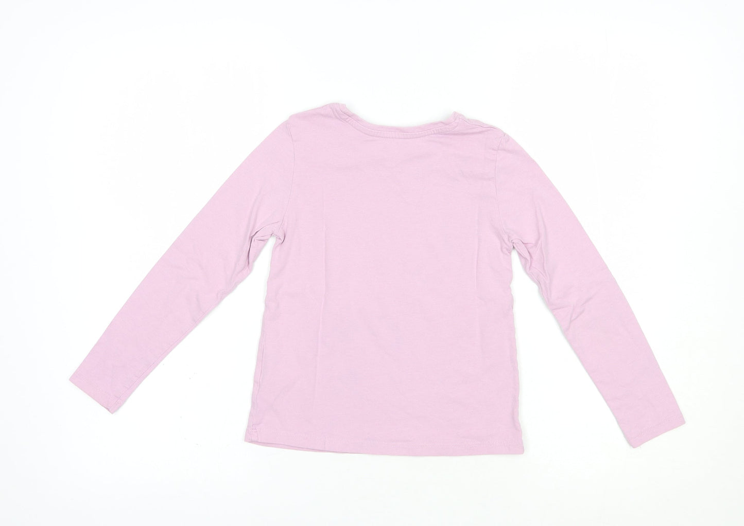 Dunnes Stores Girls Pink  Cotton Pullover T-Shirt Size 6-7 Years Crew Neck Pullover - Girl Squad