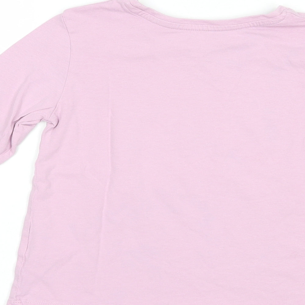 Dunnes Stores Girls Pink  Cotton Pullover T-Shirt Size 6-7 Years Crew Neck Pullover - Girl Squad