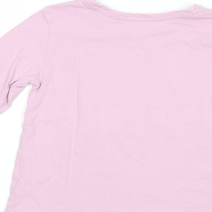 Dunnes Stores Girls Pink  Cotton Pullover T-Shirt Size 6-7 Years Crew Neck Pullover - Girl Squad