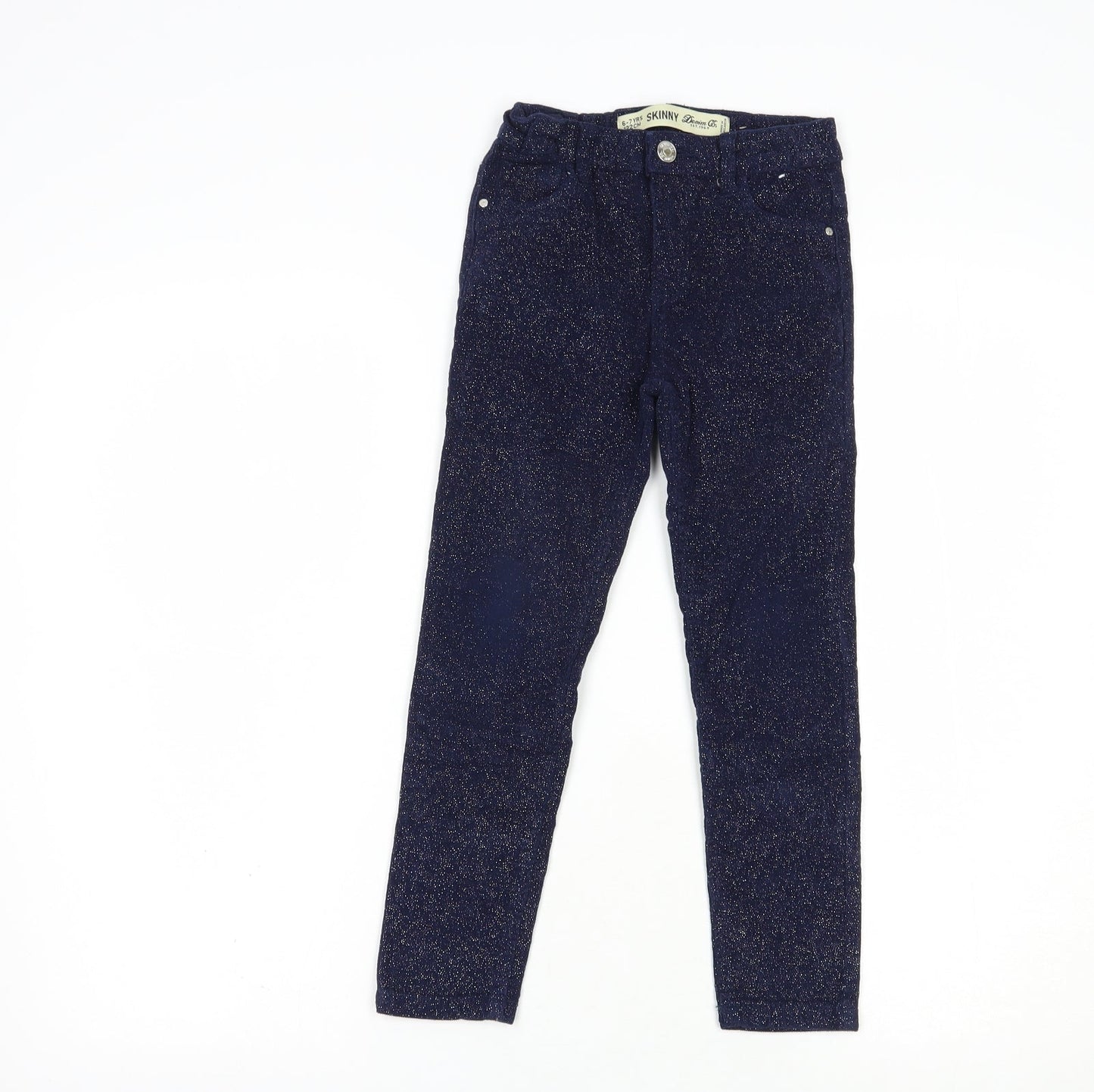 Denim Co. Girls Blue  Cotton Skinny Jeans Size 6-7 Years  Regular Button