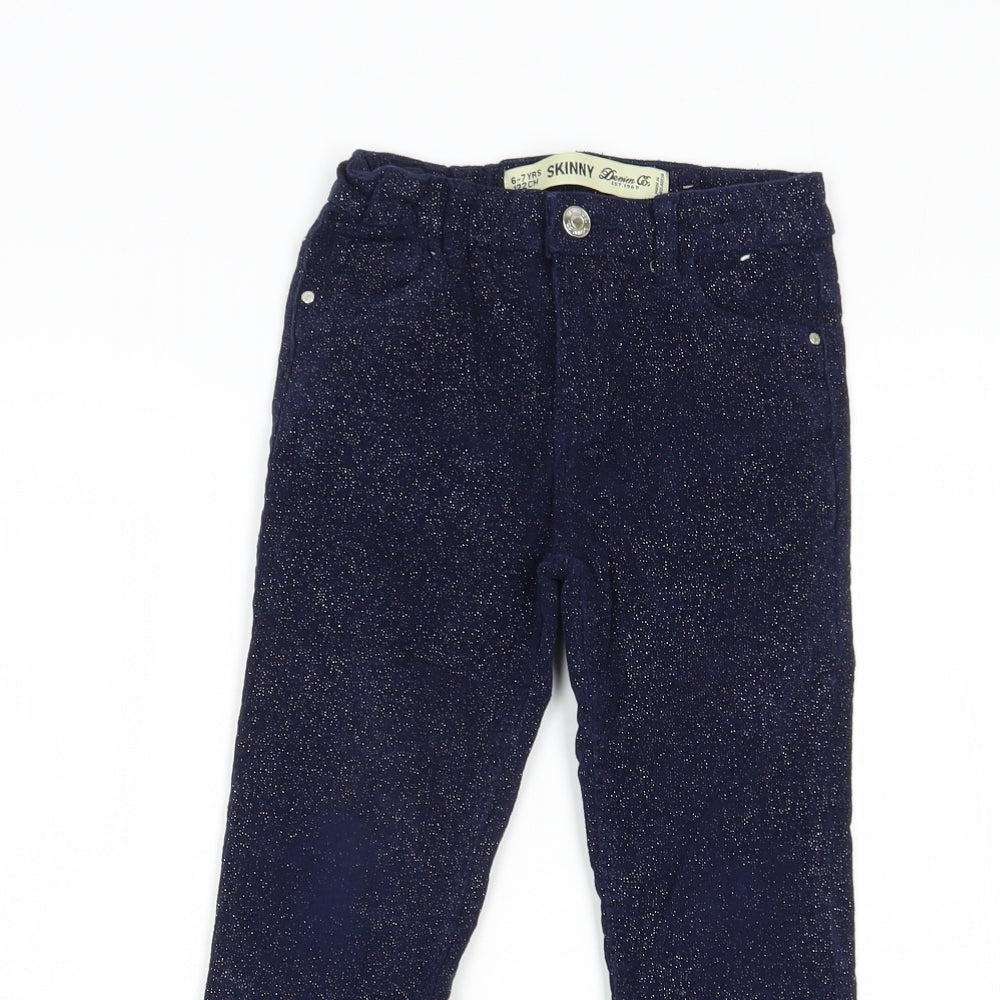 Denim Co. Girls Blue  Cotton Skinny Jeans Size 6-7 Years  Regular Button