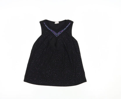 Matalan Girls Black  Polyester Pullover Blouse Size 4-5 Years V-Neck Pullover
