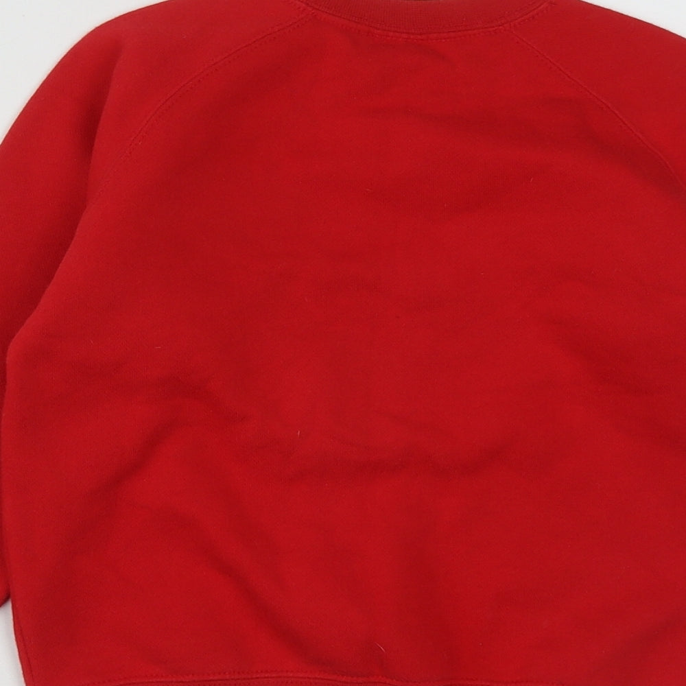 Fruit of the Loom Girls Red  Cotton Pullover Sweatshirt Size 5-6 Years   - Christmas Rudolph