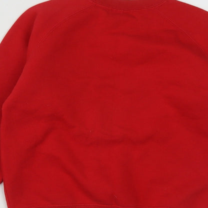 Fruit of the Loom Girls Red  Cotton Pullover Sweatshirt Size 5-6 Years   - Christmas Rudolph