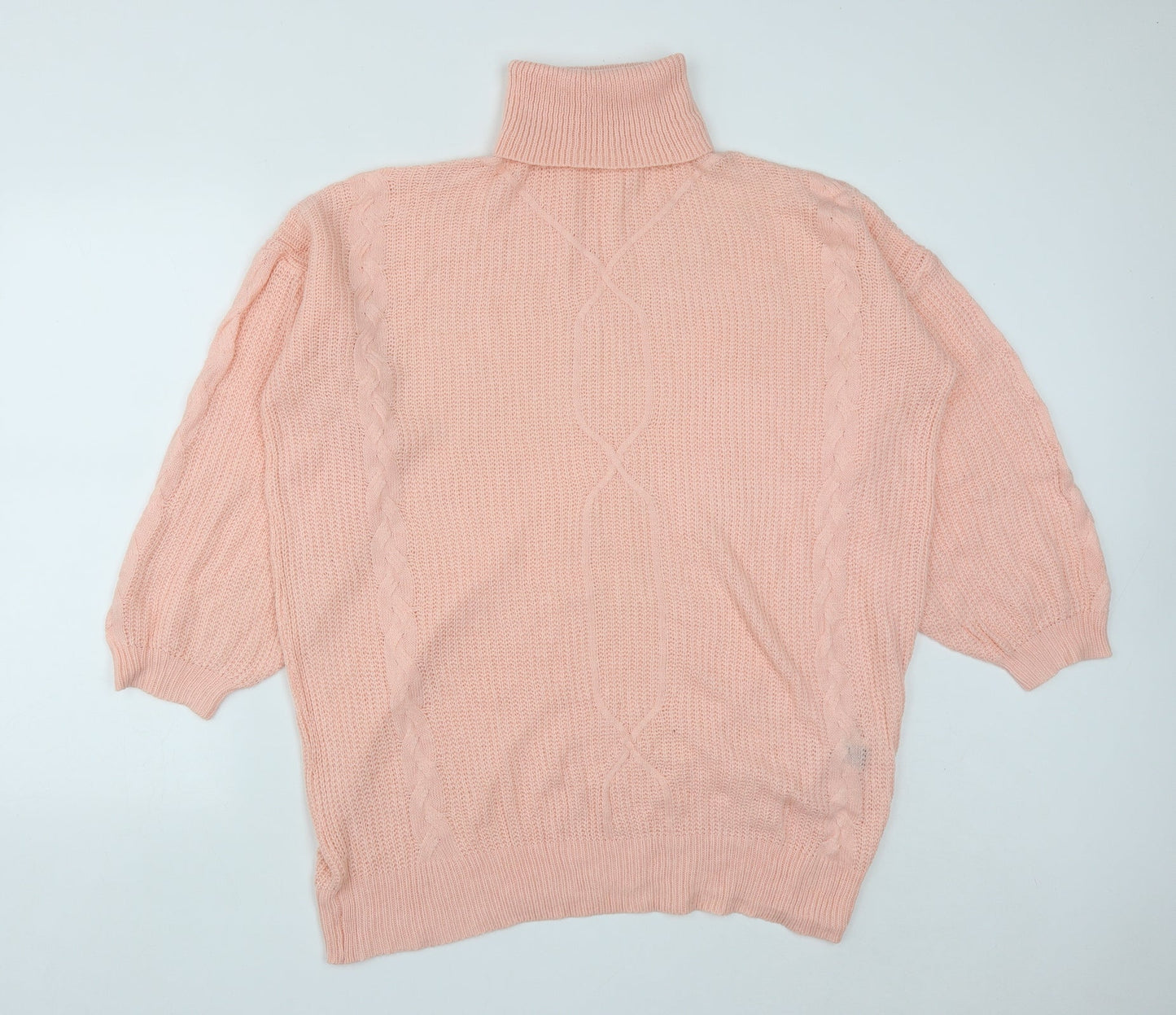 SheIn Womens Pink Roll Neck  Acrylic Pullover Jumper Size S