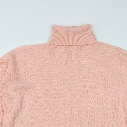 SheIn Womens Pink Roll Neck  Acrylic Pullover Jumper Size S
