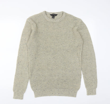 Cedar Wood State Mens Beige Round Neck  Acrylic Pullover Jumper Size XS