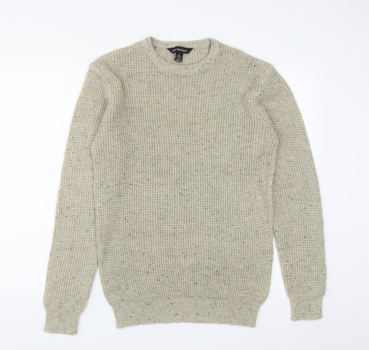 Cedar Wood State Mens Beige Round Neck  Acrylic Pullover Jumper Size XS