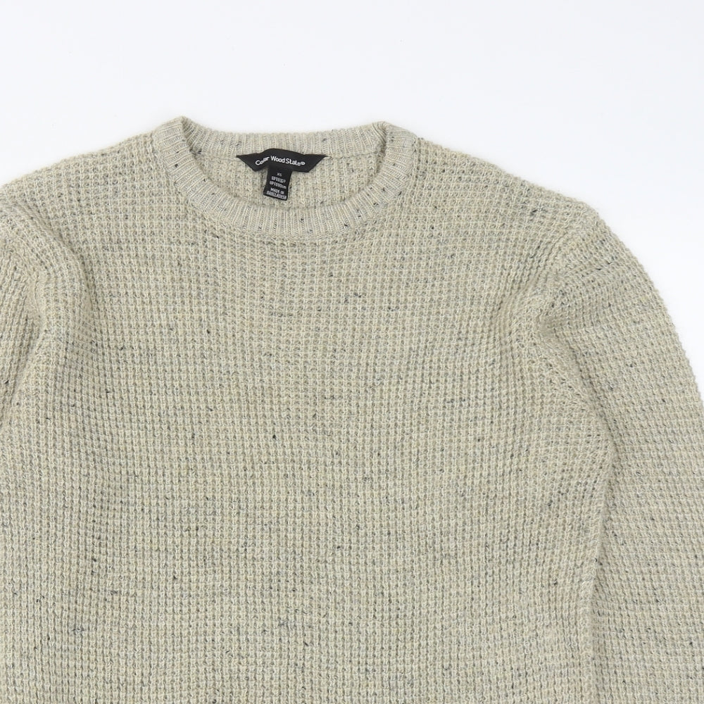 Cedar Wood State Mens Beige Round Neck  Acrylic Pullover Jumper Size XS