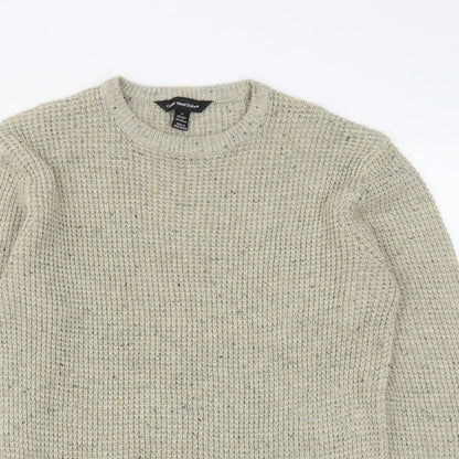 Cedar Wood State Mens Beige Round Neck  Acrylic Pullover Jumper Size XS