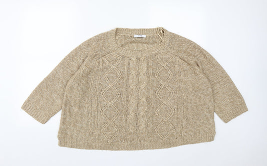 George Womens Beige Round Neck  Acrylic Pullover Jumper Size 20