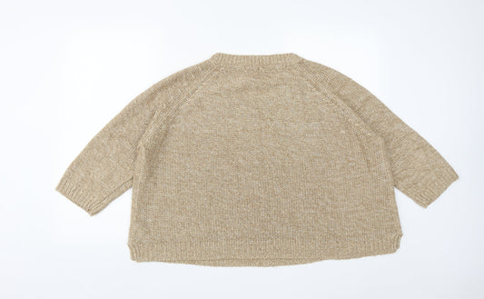 George Womens Beige Round Neck  Acrylic Pullover Jumper Size 20