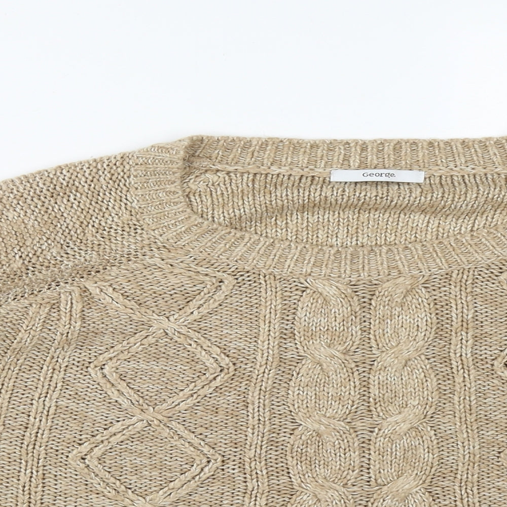 George Womens Beige Round Neck  Acrylic Pullover Jumper Size 20